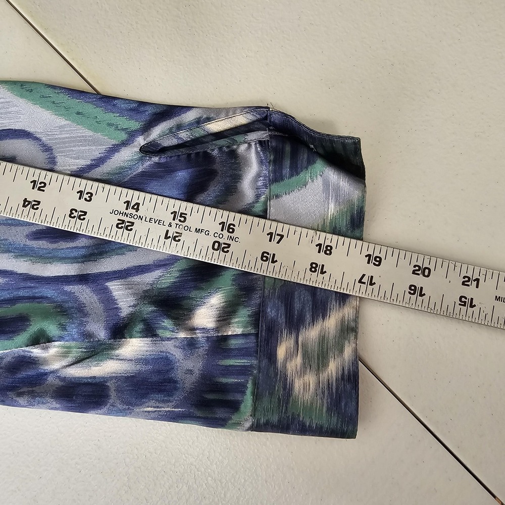 Chicos Shirt Womens 2 Blue Green Paisley Button Up Sheer 3/4 Sleeve Stretch‎ Top - Picture 6 of 9